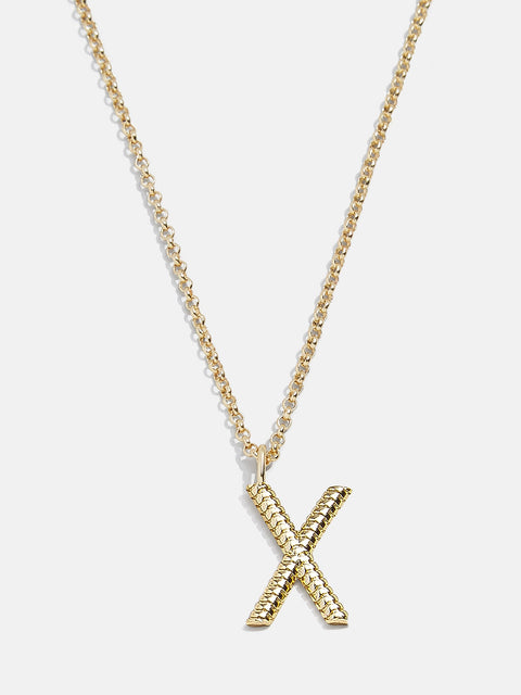 Classic Initial Necklace - Ribbed Gold Initial