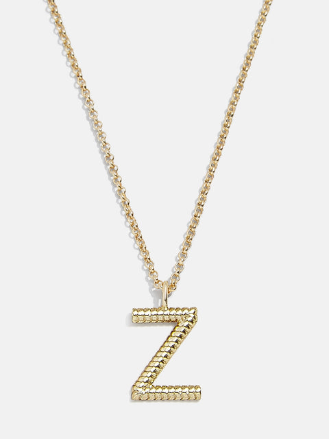 Classic Initial Necklace - Ribbed Gold Initial