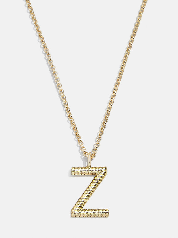 Classic Initial Necklace - Ribbed Gold Initial