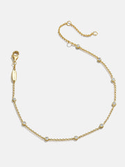 Yasmine 18K Gold Anklet - Gold/Pavé