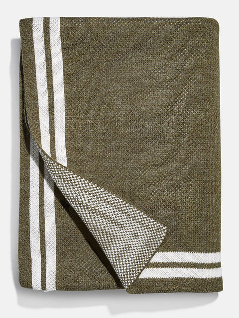 Your Name In Stripes Custom Blanket - Natural / Olive