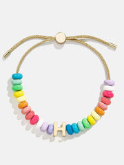 Initial Beaded Slider Bracelet - Multi