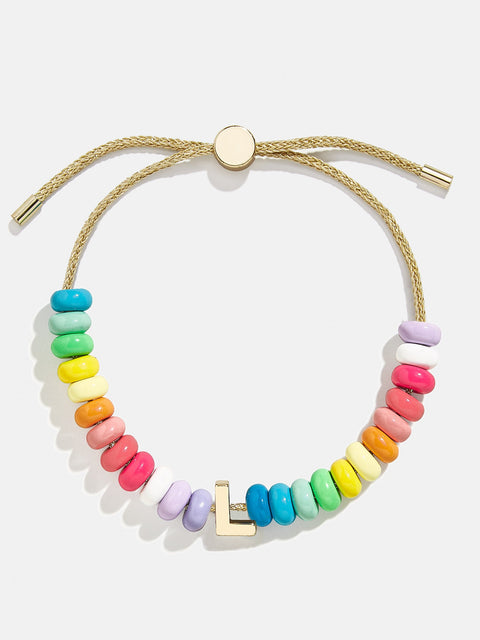 Initial Beaded Slider Bracelet - Multi