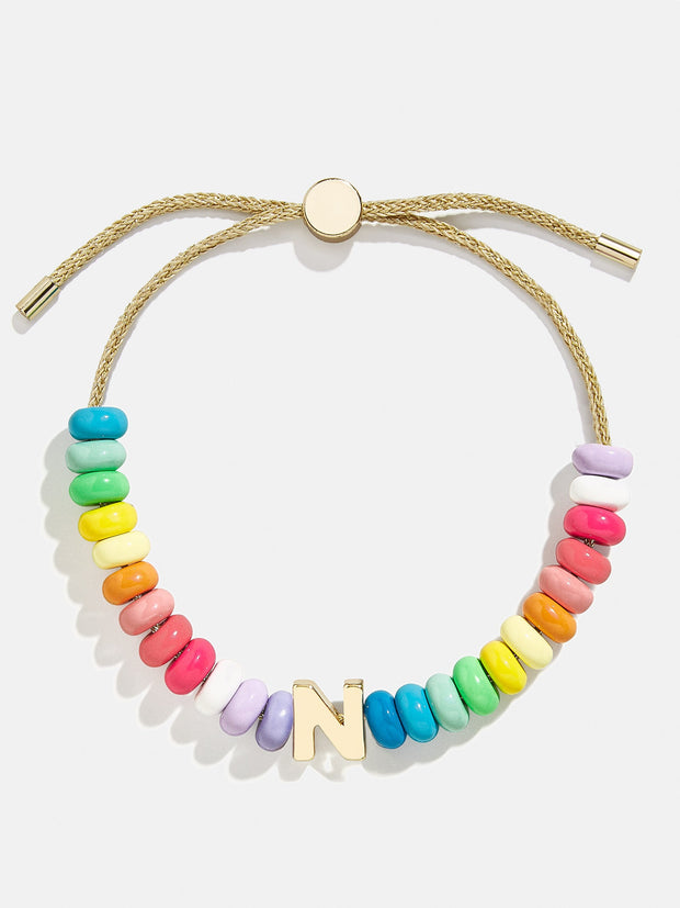 Initial Beaded Slider Bracelet - Multi