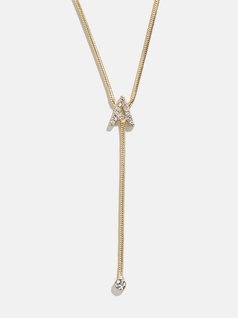 Pavé Initial Y-Chain Necklace - Gold/Pavé