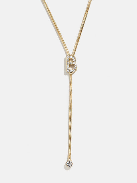 Pavé Initial Y-Chain Necklace - Gold/Pavé