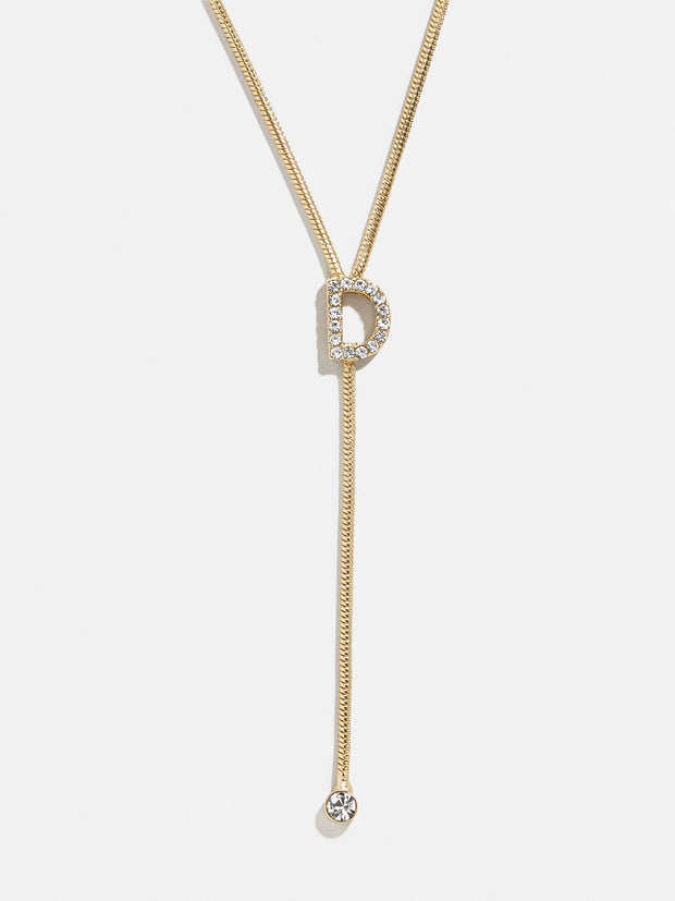 Pavé Initial Y-Chain Necklace - Gold/Pavé