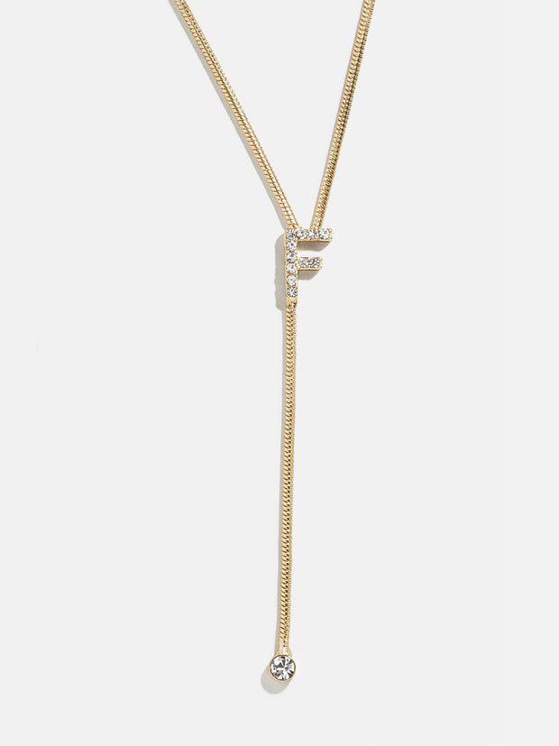 Pavé Initial Y-Chain Necklace - Gold/Pavé