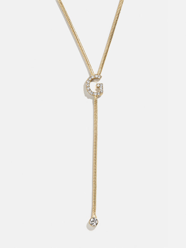 Pavé Initial Y-Chain Necklace - Gold/Pavé