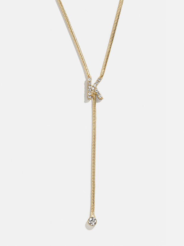 Pavé Initial Y-Chain Necklace - Gold/Pavé