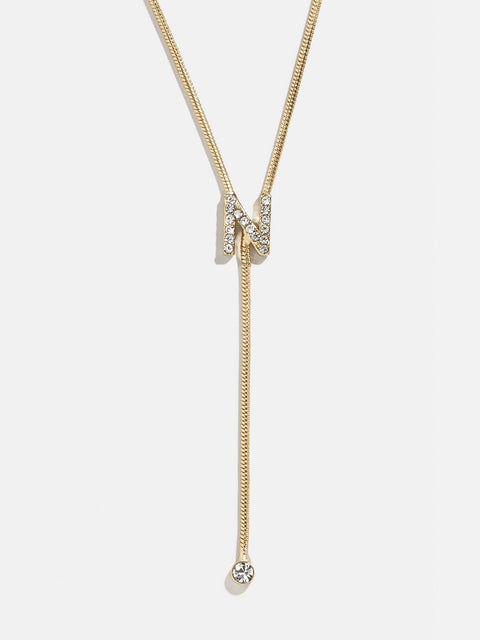 Pavé Initial Y-Chain Necklace - Gold/Pavé