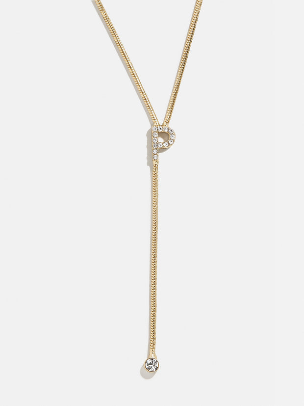 Pavé Initial Y-Chain Necklace - Gold/Pavé