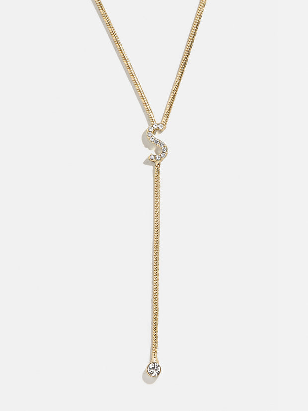 Pavé Initial Y-Chain Necklace - Gold/Pavé