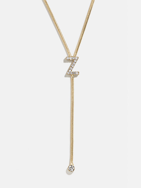 Pavé Initial Y-Chain Necklace - Gold/Pavé