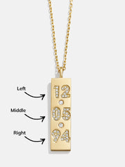 18K Gold Stacked Custom Number Necklace - Gold/Pavé