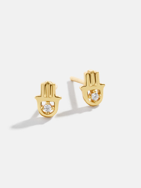 Inanna 18K Gold Earrings - Hamsa