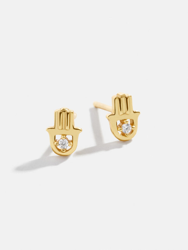 Inanna 18K Gold Earrings - Hamsa