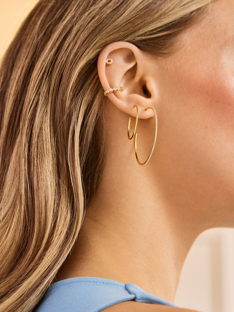 Valeria 18K Gold Earrings - Gold/Pavé