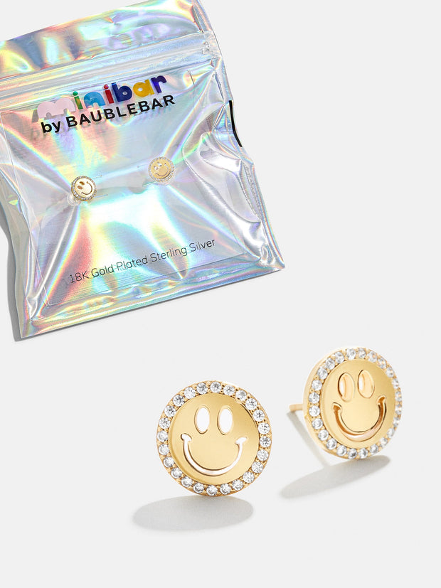 All Smiles 18K Gold Kids' Earrings - Gold/Pavé