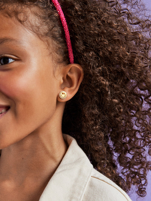 All Smiles 18K Gold Kids' Earrings - Gold/Pavé