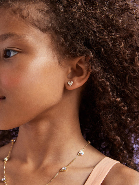 Whole Lotta Heart 18K Gold Kids' Earrings - Pavé