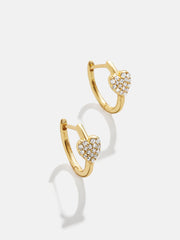 Little Hearts Big Feelings 18K Gold Kids' Hoop Earrings - Gold/Pavé