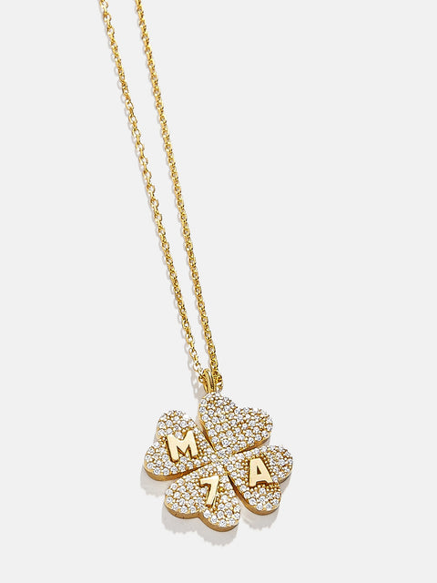 Clover 18K Gold Custom Pendant Necklace - Gold/Pavé