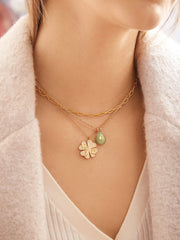 Clover 18K Gold Custom Pendant Necklace - Gold/Pavé