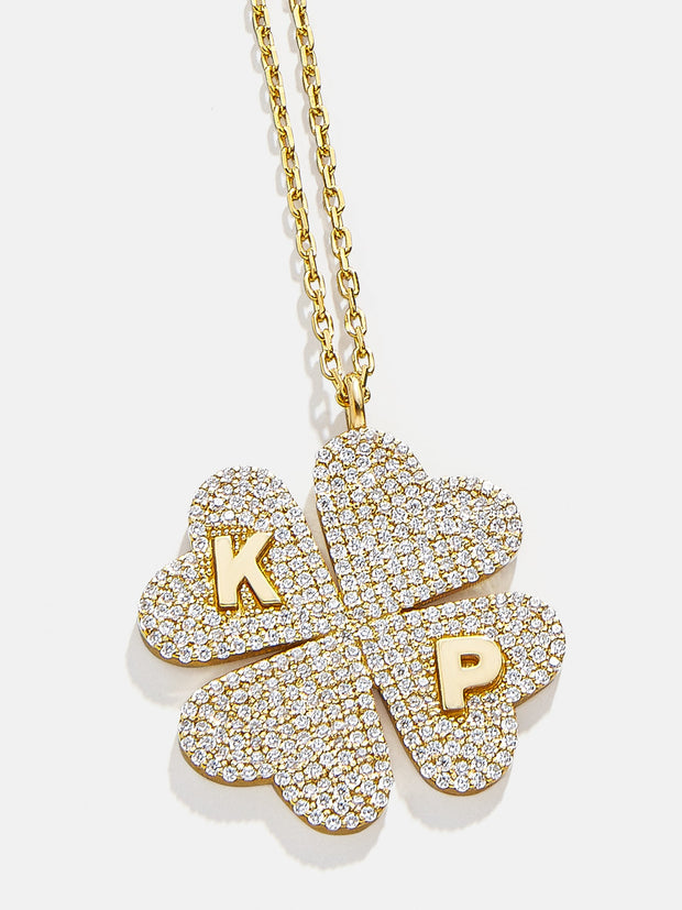 Clover 18K Gold Custom Pendant Necklace - Gold/Pavé