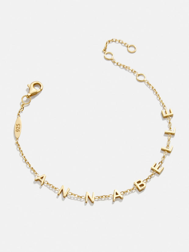 Mini 18K Gold Custom Spaced Letter Name Bracelet - Gold