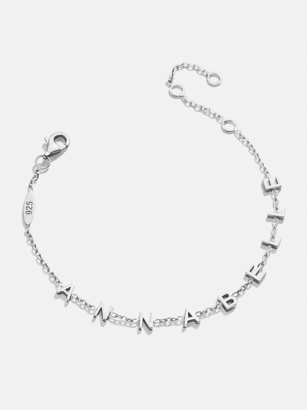 Mini Sterling Silver Custom Spaced Letter Name Bracelet - Silver