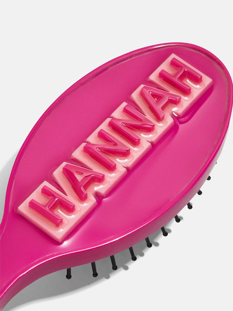 Block Font Mini Custom Hair Brush - Magenta