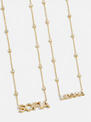 18K Gold Custom Yasmine Nameplate Necklace - Gold/Pavé