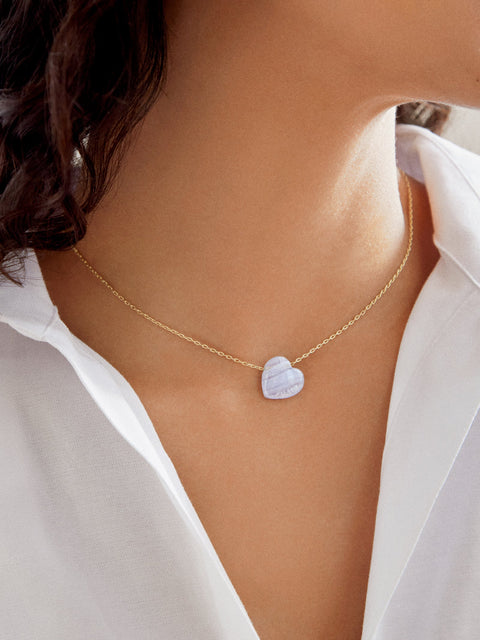 Juno Blue Lace Agate Necklace - Blue Lace Agate Stone