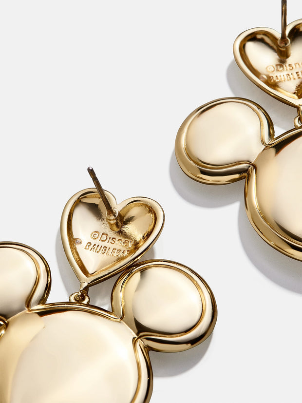 Mickey Mouse Disney Gold Heart Earrings - Gold