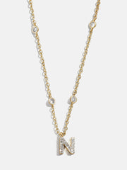 Pavé Initial Yasmine Necklace - Gold/Pavé