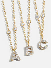 Pavé Initial Yasmine Necklace - Gold/Pavé