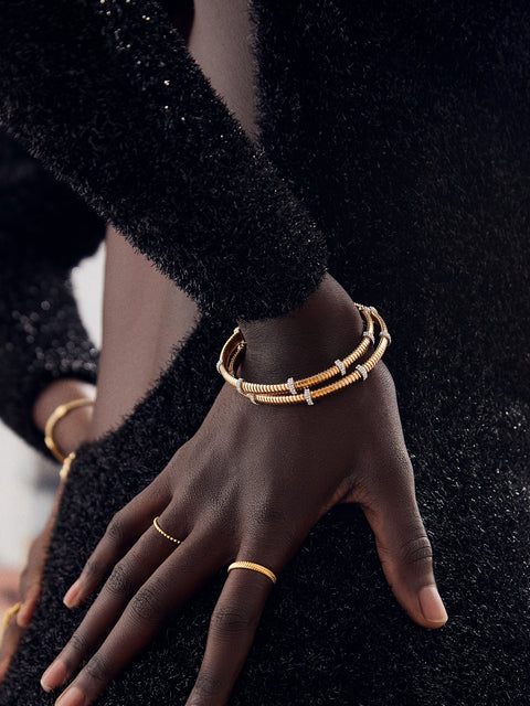 Eve Cuff Bracelet - Gold/Pavé