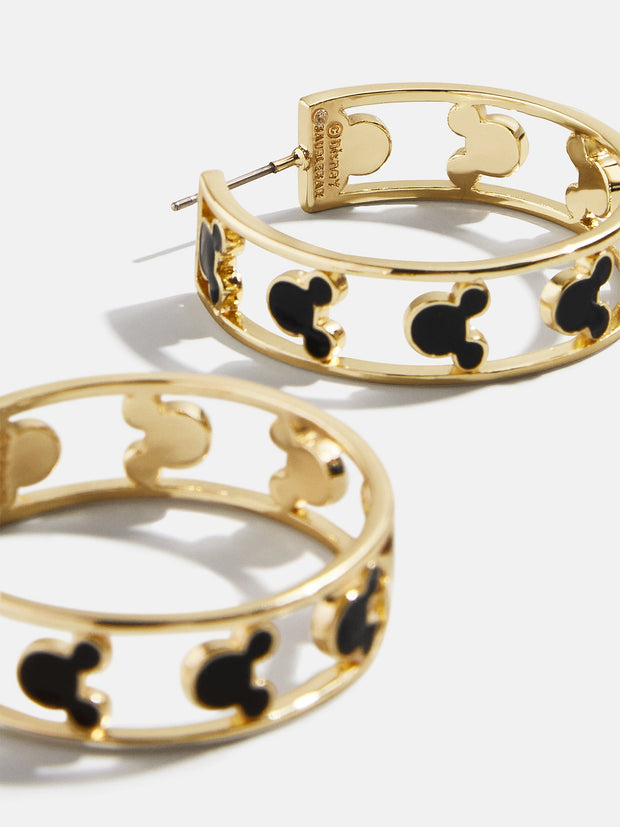 Mickey Mouse Disney Hoop Earrings - Gold/Black