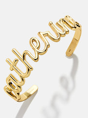 18K Gold Custom Nameplate Cuff Bracelet - Gold