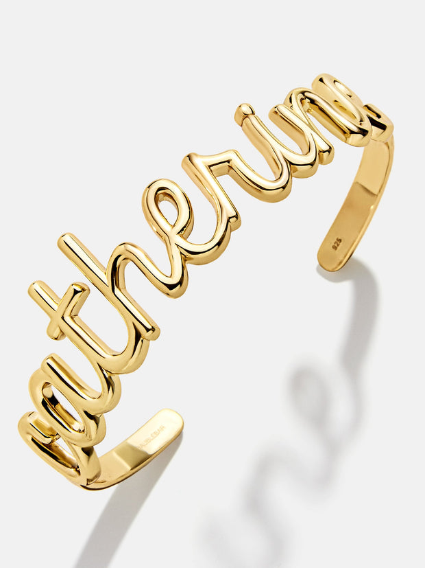 18K Gold Custom Nameplate Cuff Bracelet - Gold