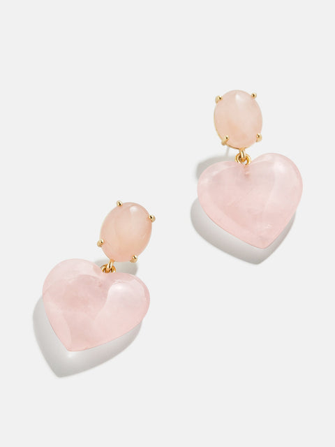 Semi-Precious Juno Earrings - Rose Quartz Stone