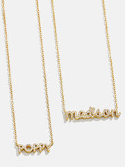 18K Gold Mini Custom Nameplate Necklace - Small