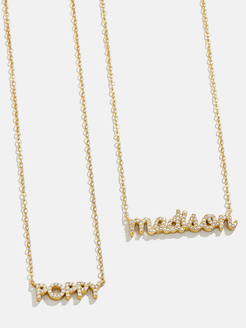 18K Gold Mini Custom Nameplate Necklace - Small