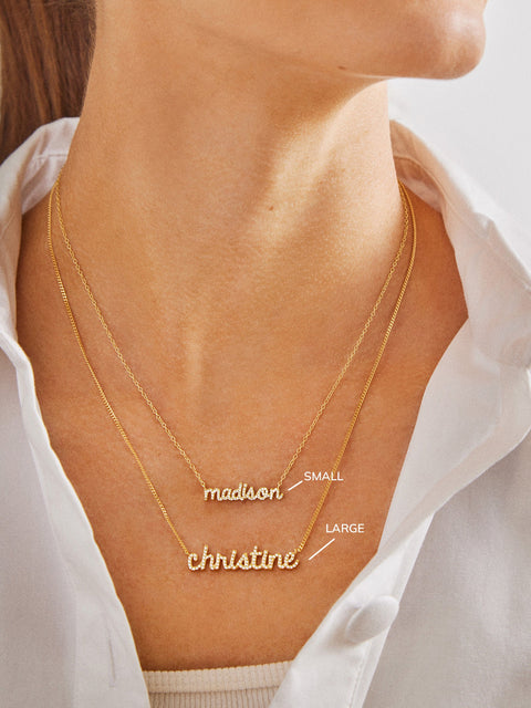 Pavé Custom Nameplate Necklace - Large