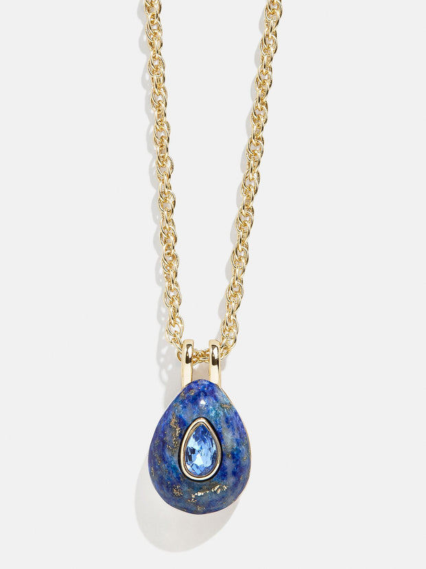 Semi-Precious Teardrop Birthstone Necklace - Sapphire