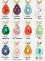 Semi-Precious Teardrop Birthstone Necklace - Ruby