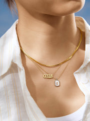 18K Gold Block Font Custom Number Necklace - Block Font Numbers