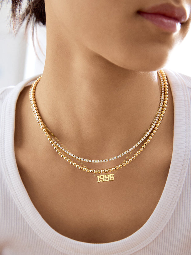 18K Gold Varsity Font Custom Number Necklace - Varsity Font Numbers