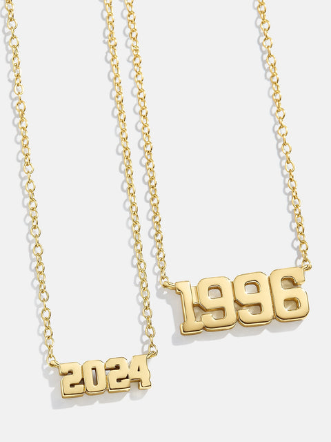 18K Gold Varsity Font Custom Number Necklace - Varsity Font Numbers